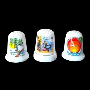 Vintage Texas Souvenir Porcelain Thimbles Set